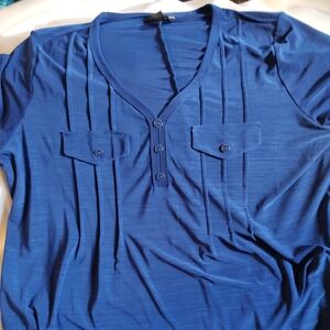 Curved Hem Royal Blue Knit Top